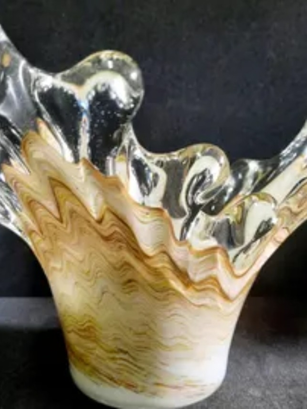 Handblown Glass Art Vase in Amber and Clear
